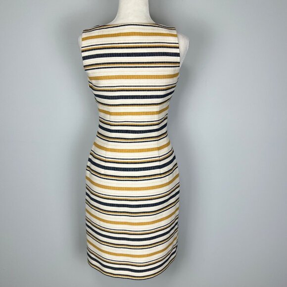 Brooks Brothers Womens Cream Striped Sleeveless Sheath Dress Twist Bow size 0 - Picture 5 of 11